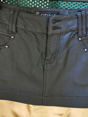 Eco leather mini skirt, black, size S 36 8