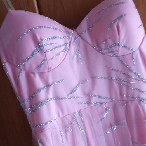 Formal pink dress medium like new with silver details and leg slit