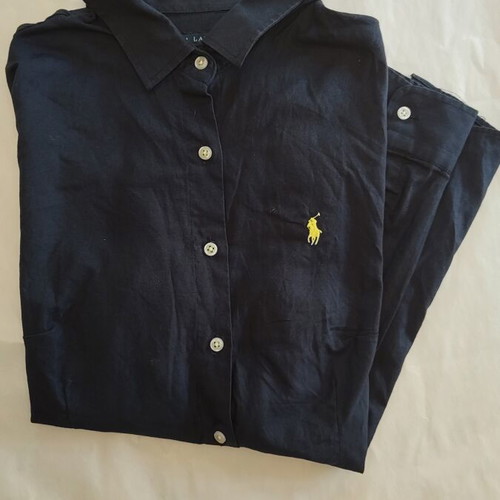 Polo Ralph Lauren classic women's cotton long sleeve shirt, blue, size L