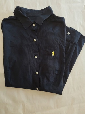 Polo Ralph Lauren classic women's cotton long sleeve shirt, blue, size L