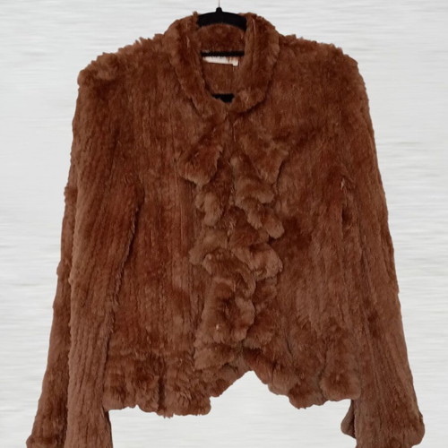 On Line brown rabbit fur like new, youthful, size M