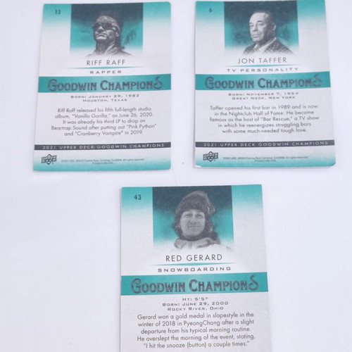 2021 Upper Deck Goodwin Champions card set, 3 pieces