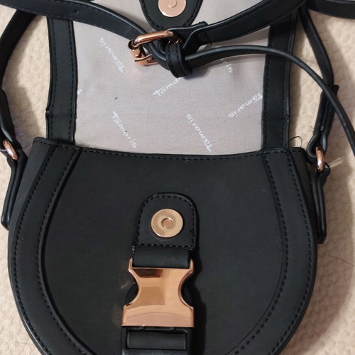 Tamaris x Marcel Ostertag black crossbody bag with rose gold details