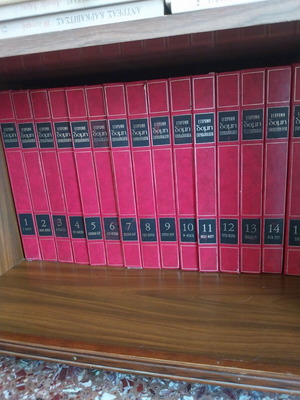 Domí Encyclopedia used, 15 volumes, red leather cover, color