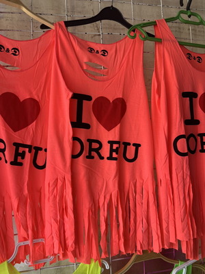 Cute I ❤️ Corfu tank tops, pack of 12, multicolor