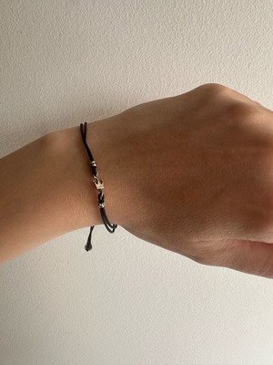 Anna Maria Mazaraki bracelet like new with gold crown on black strap adjustable