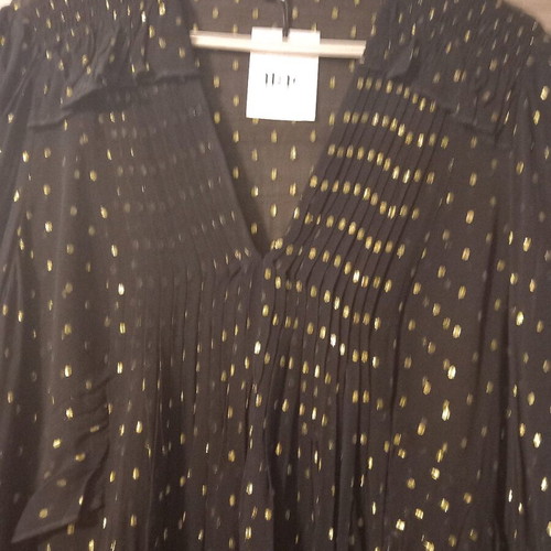 Nine by Savannah Miller black transparent dress new with gold dots