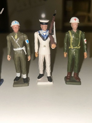 Vintage military figurines 60-70s, ESA sailors, Olympiakos goalkeeper, medic new