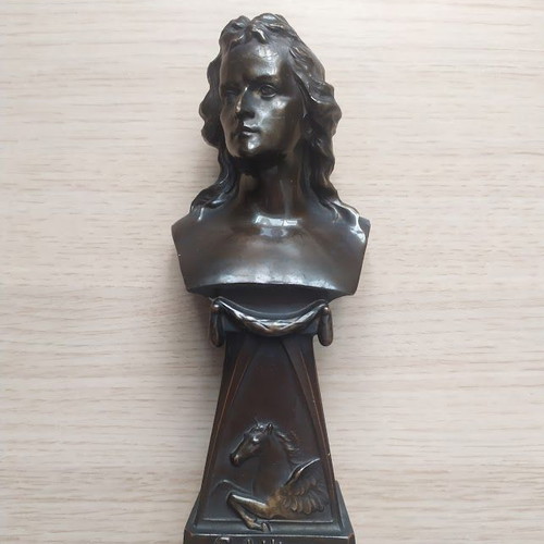 Friedrich Schiller Metal Bust vintage, like new, 18x7 cm