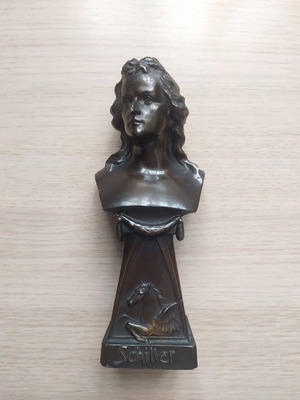 Friedrich Schiller Metal Bust vintage, like new, 18x7 cm