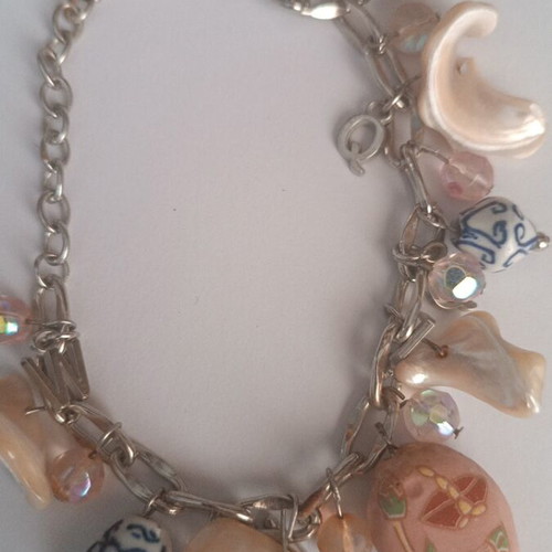 Silver chain bracelet with summer charms like new