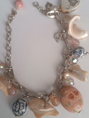 Silver chain bracelet with summer charms like new