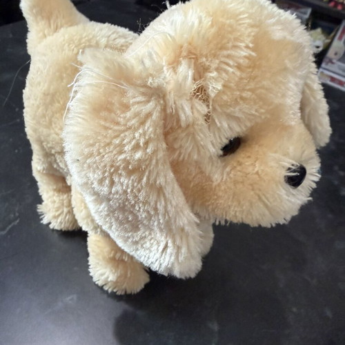 Beige plush dog toy