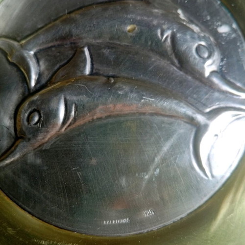Ilias Lalaounis collectible plate with dolphins, silver 925 & brass