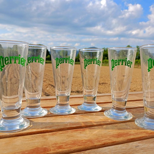 Perrier beer glasses like new, set of 6