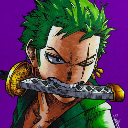 Original Zoro Drawing A4 Size Handmade Artwork