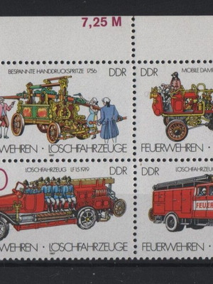 DDR 1987 Fire Trucks Stamps complete set mint condition