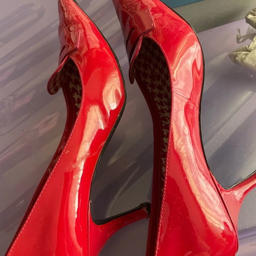 Nine West vinyl pumps used, fuchsia, size 38, low heel
