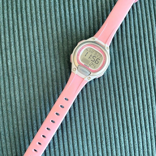 Casio LW 203 women's watch, pink and grey rubber strap