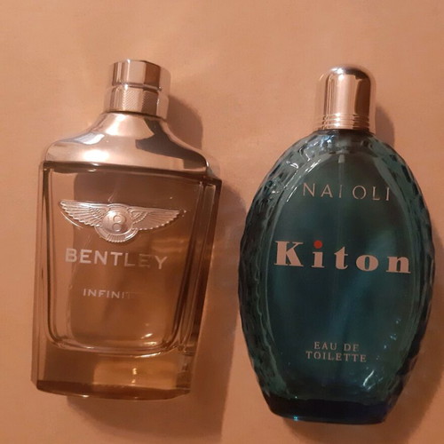 Empty Bentley and Kiton cologne bottles used