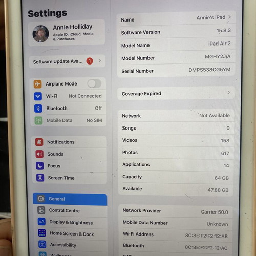 iPad Air 2 used with case and charger