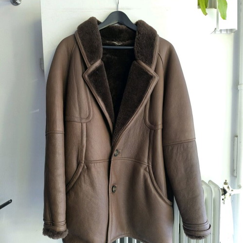Vintage Sterling leather jacket like new, brown with fur lining