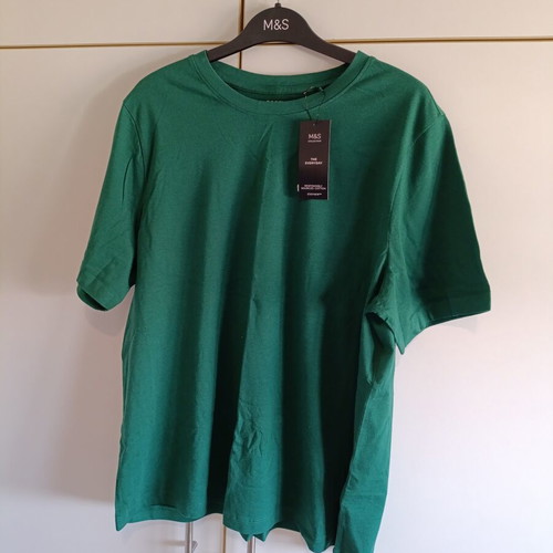 Marks & Spencer short-sleeve t-shirt new, 100% cotton, green, XXL