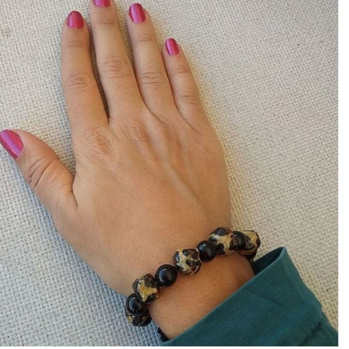 Handmade leopard bracelet new with recycled paper beads