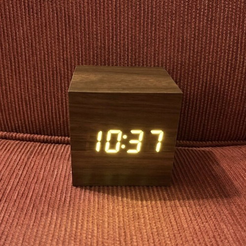 Wooden Alarm Clock premium digital voice-activated with three alarms