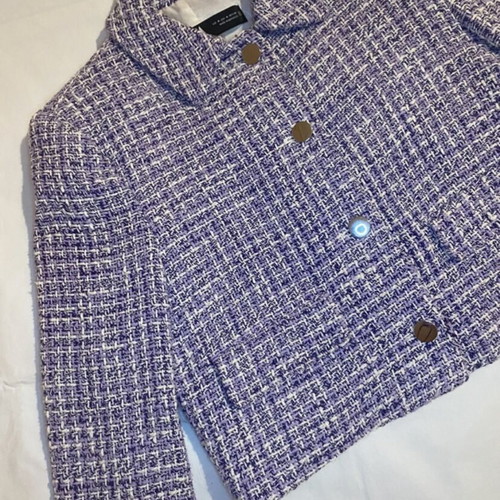 Zara short blazer medium used, white and purple