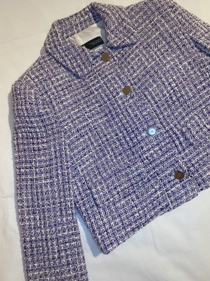 Zara short blazer medium used, white and purple