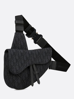 Τσαντάκι Dior Oblique Jacquard Saddle Bag καινούργιο μαύρο ώμου