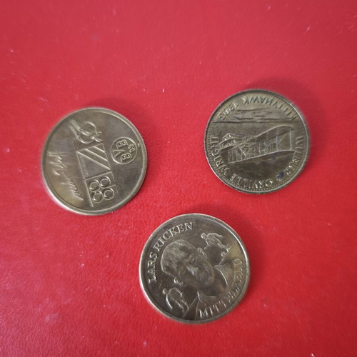 Collectible Shell and Michelin Advertising Tokens used, set of 3