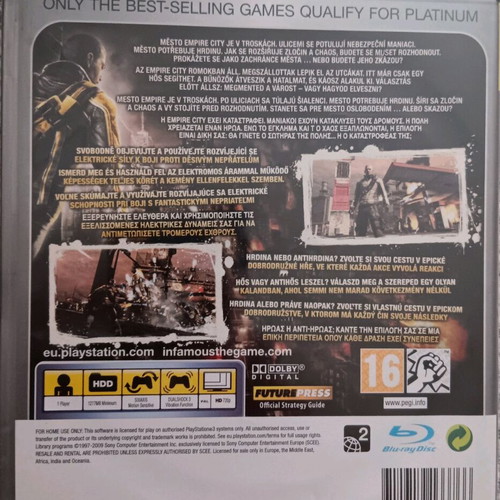 InFamous PS3 Platinum Edition game like new with manual