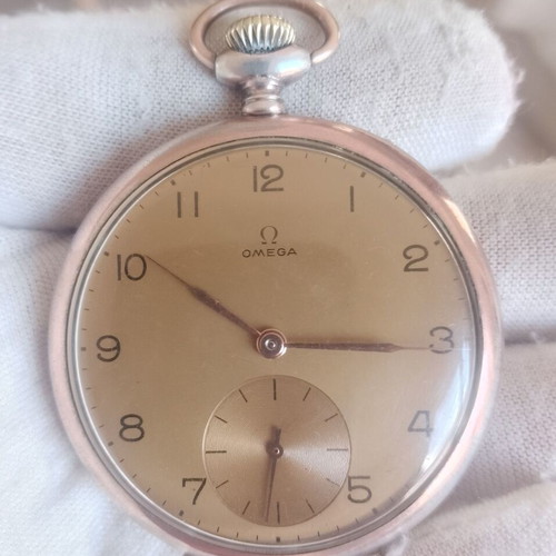 Omega Lepine Pocket Watch like new, silver 0.800, 1950