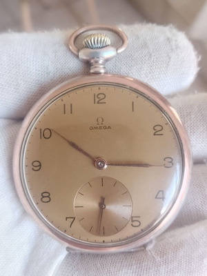 Ρολόι τσέπης Omega Lepine σαν καινούργιο, ασημένιο 0.800, 1950