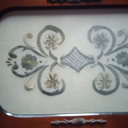 Serving tray hand embroidered new