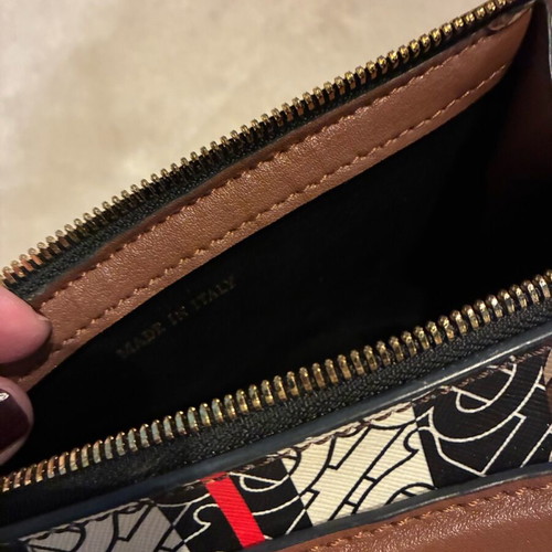 Burberry small leather bag new, brown multicolor
