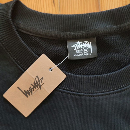 Stussy Sport Sweatshirt Medium new, black with blue embroidery front
