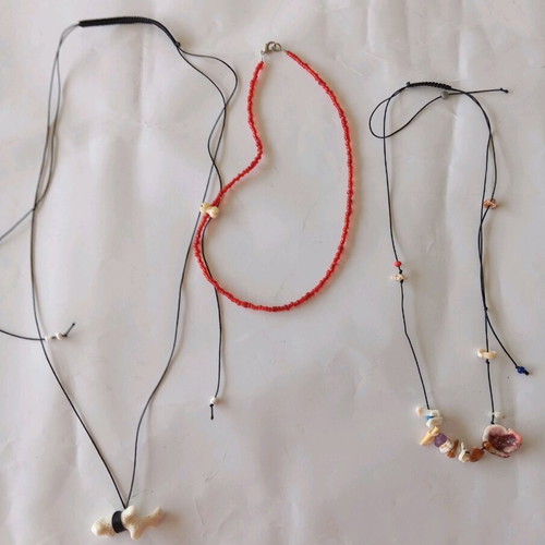 Handmade necklaces like new, set of 3, with shells and coral