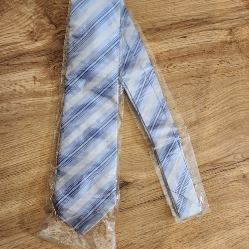 Silk tie light blue and navy striped by Boggi Milano new
