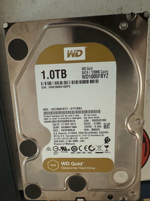 WD Gold 1TB Sata III WD1005FBYZ 3.5" hard drive used