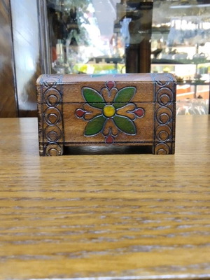 Wooden carved jewelry box like new with designs