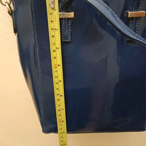Blue Navy patent look handbag and shoulder bag like new