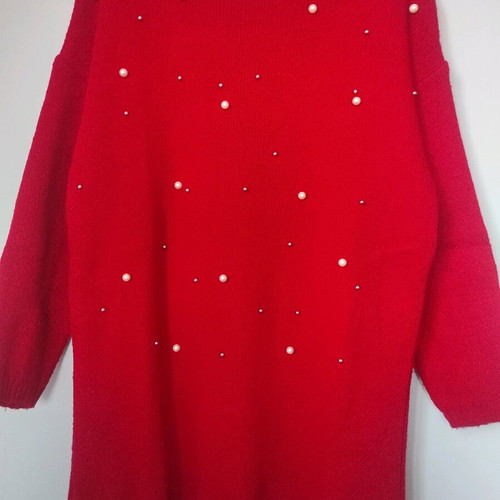 Red sweater with pearls like new, Decoro, size M