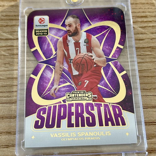 Vassilis Spanoulis Superstar Panini Euroleague 2025-26 card in acrylic case