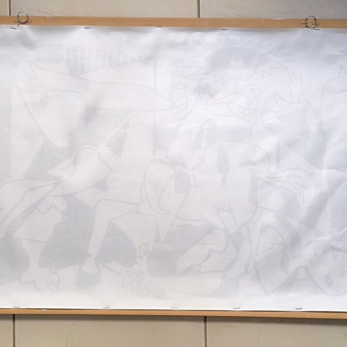 Guernica canvas print by Picasso 100x52 cm like new with wooden bars