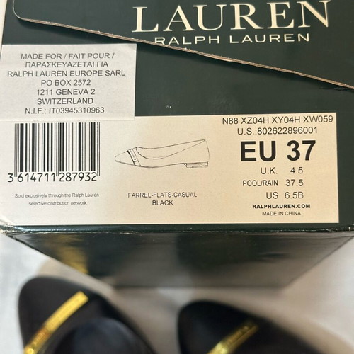 Ralph Lauren leather ballet flats like new, size 37, black