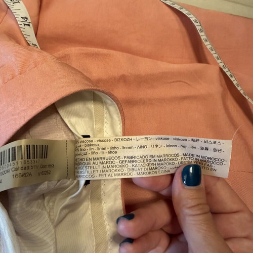 Massimo Dutti linen pants, pink, ankle length, XS