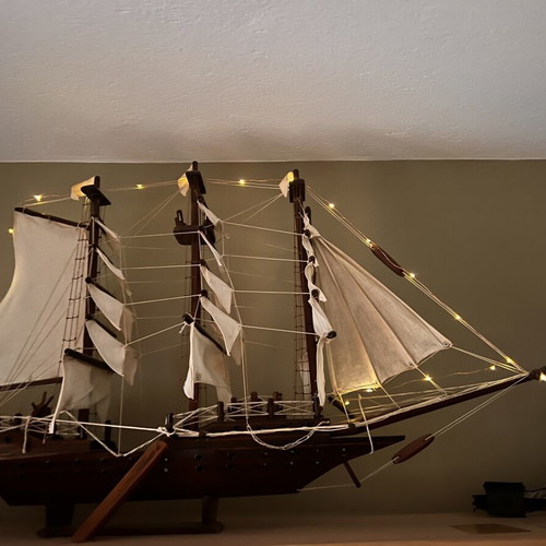 Wooden decorative sailing ship model, handmade, ~1m length